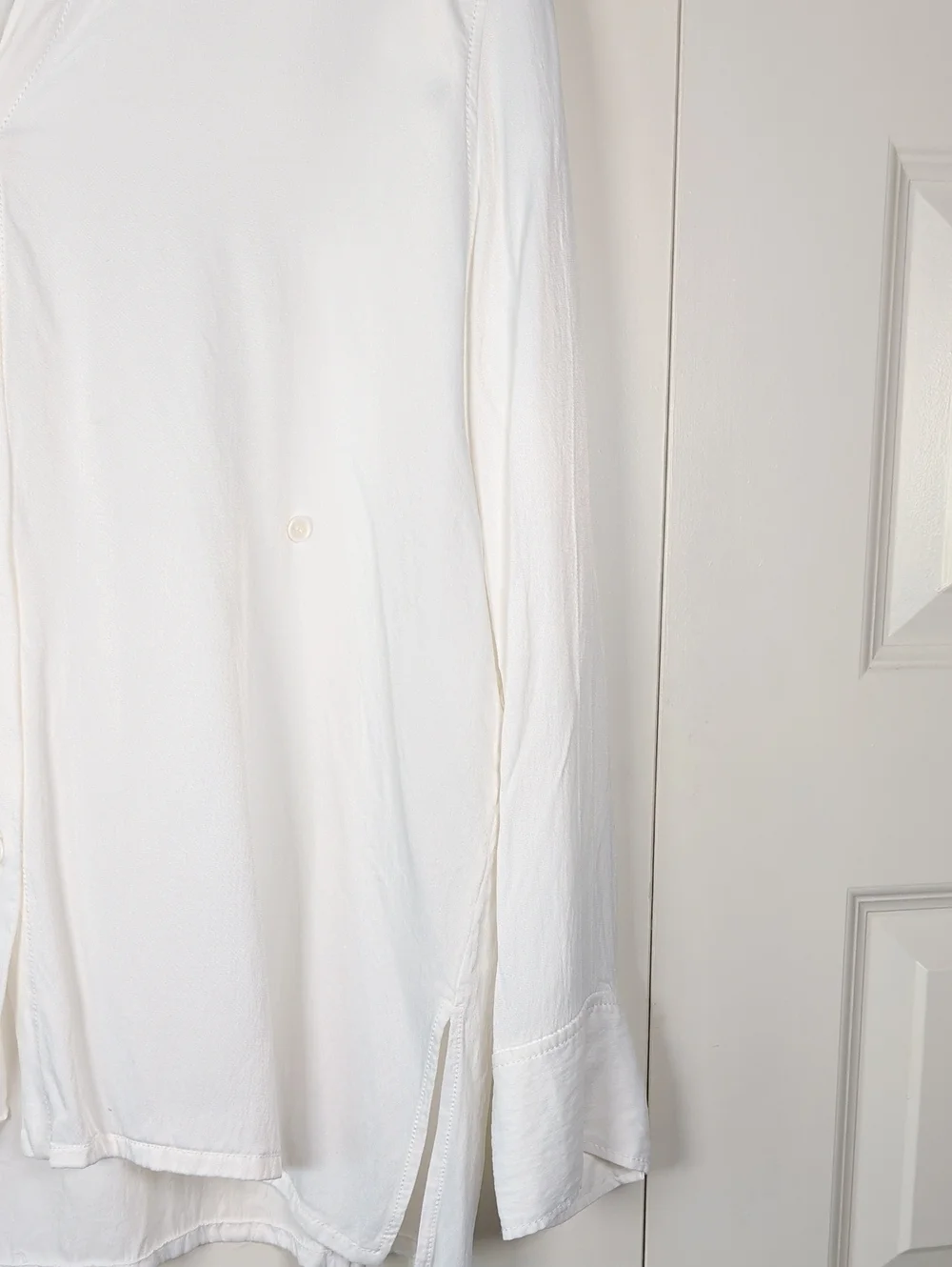 Zara White Button-Up Silk Blouse - Picture 10 of 11
